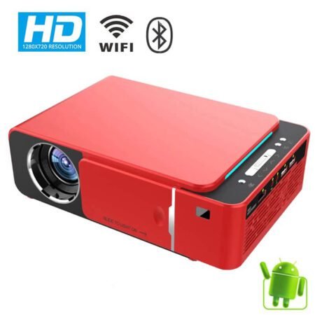T6 Android 10.V WIFI Smart Optional Support 1080p HD LED Portable Projector RED