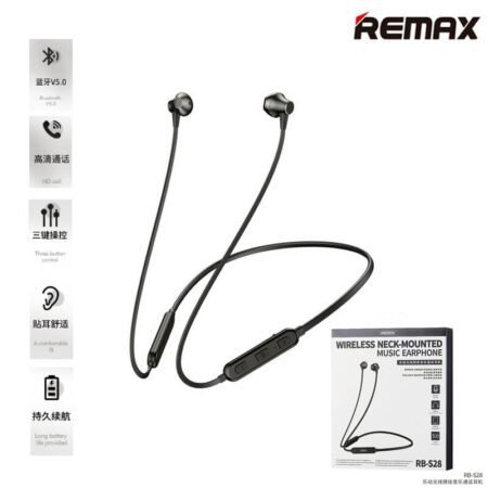 Remax RB-S28 Wireless Bluetooth Sport Magnetic Sweat-proof Headset Earphone With Mic