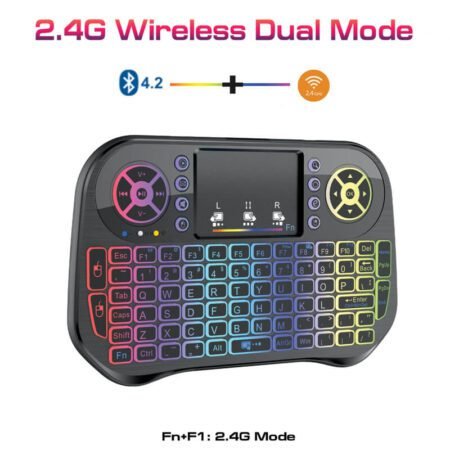 I10 Mini Wireless+bluetooth Touchpad 7 Color Backlit Light 2.4ghz-Gadgetshop