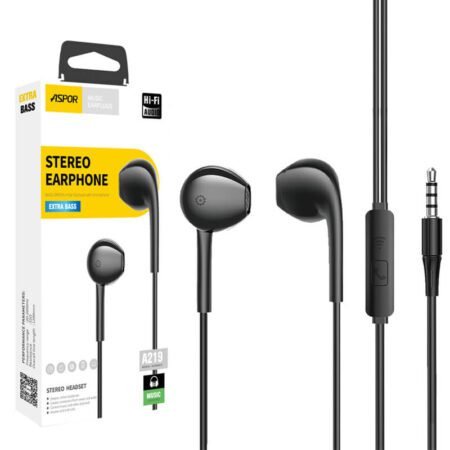 A219 Aspor 3.5mm Earphone Handfree Universal With High Bass Quality Sound-Gadgetshop.pk