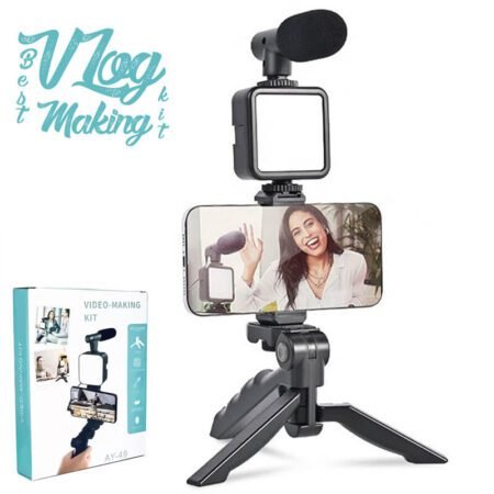 AY-49 VIDEO MAKING KIT VLOGGING TRIPOD TRIPLE BAND LIGHT-GADGETSHOP.PK