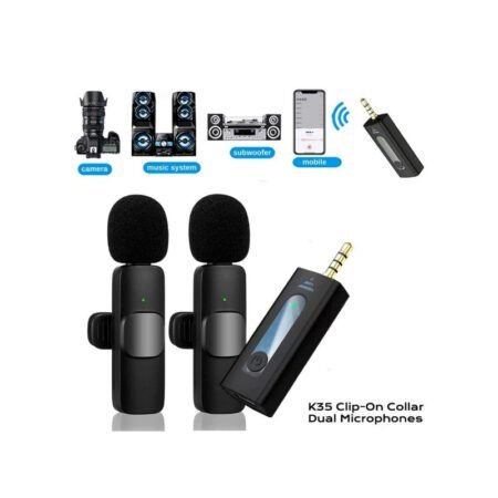 K35 High Quality Wireless Dual Microphone for Mobile Phone and Camera-gadgetshop.pk