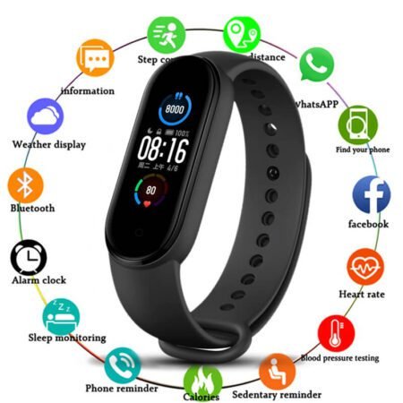 New M5 Band Sport Wristband Blood Pressure Monitor Heart Rate for Android and Ios-Gadgetshop.pk