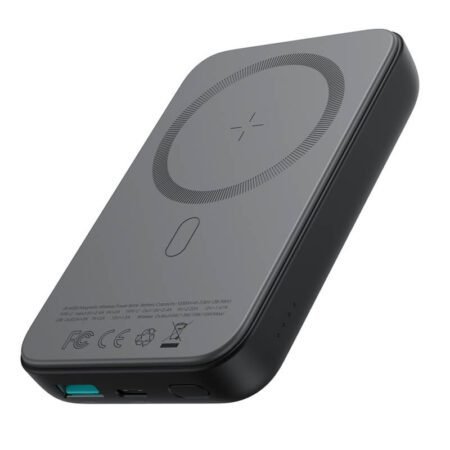 JOYROOM JR-W020 Magnetic Wired + Wireless 2-in-1 Design Wireless Power Bank 10000MAH Black Gadgetshop.pk
