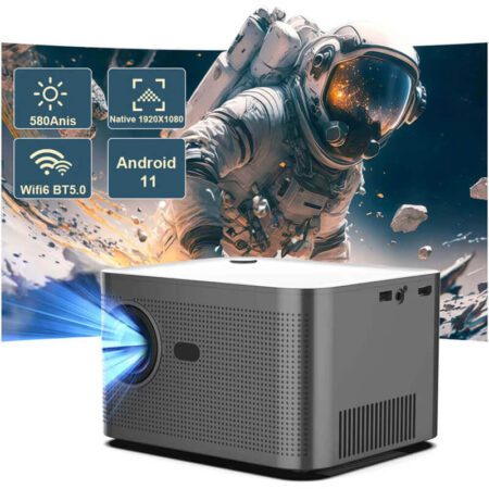 Hy350 Android 11.0v (Cpu Allwinner H713) Smart Projector 2gb+32gb Dual Speaker 1080p With Dual Band Wifi6 and Bluetooth 5.0 Brightness (Lumens) 580 Ansi Support 4k